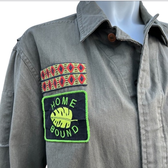 Scotch & Soda Military Jacket Green Patches Japanese Art Grunge Utility Size M - Picture 9 of 17